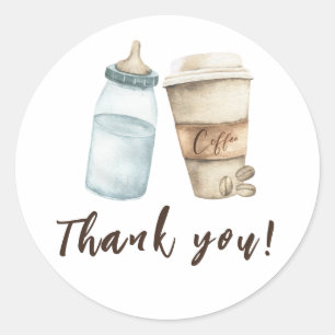 Baby is Brewing Bottle Coffee Thank you Classic Round Sticker