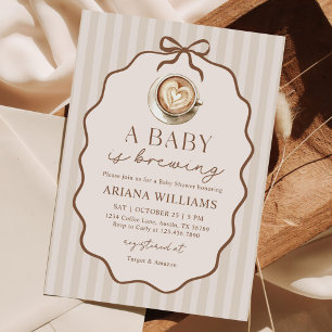 Baby is Brewing Bow Coffee Bridal Shower Invitation