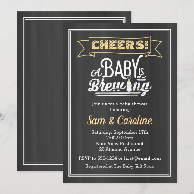 Baby is Brewing Chalkboard Baby Shower Invitation (Front/Back)