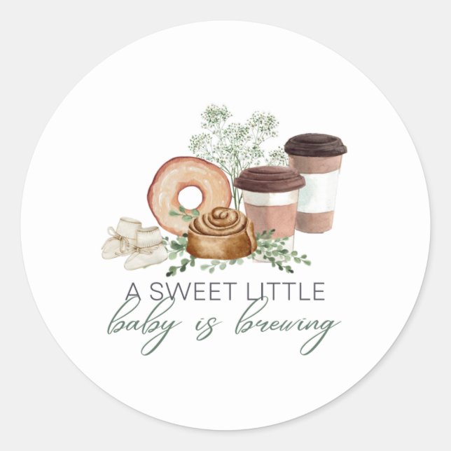 Baby is Brewing Classic Round Sticker (Front)