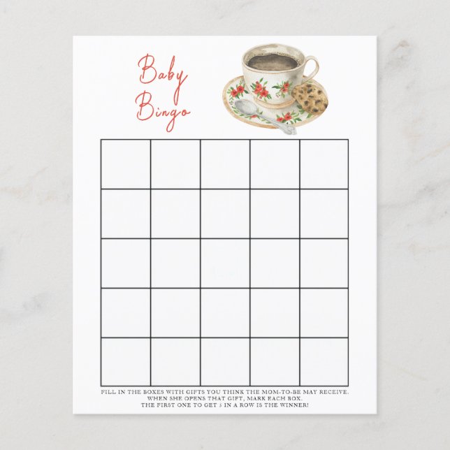 Baby is brewing coffee Baby shower bingo game (Front)