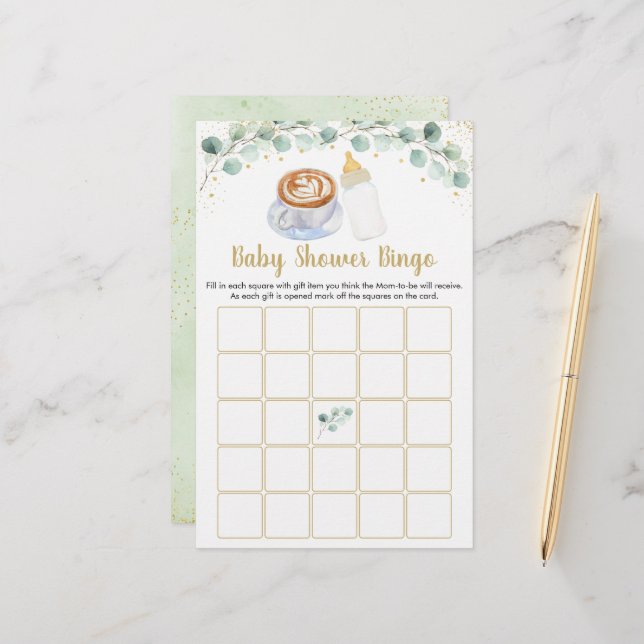  Baby Is Brewing Coffee Baby Shower Bingo Game (Front/Back In Situ)