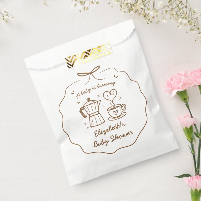 Baby Is Brewing Coffee Baby Shower Favour Bag, Favour Bags (Sealed)