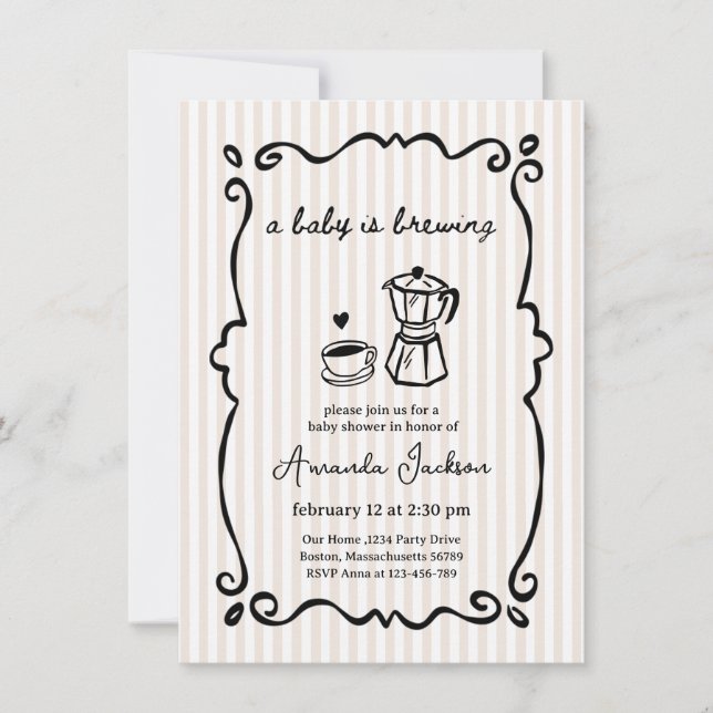 Baby is Brewing Coffee baby shower Invitation (Front)