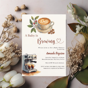 Baby is Brewing coffee Baby Shower Invitation