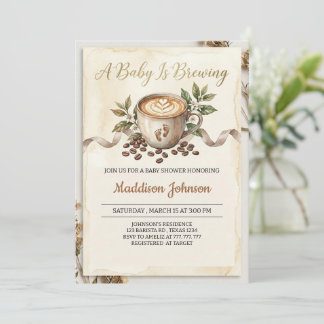 Baby is Brewing Coffee Baby Shower  Invitation