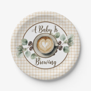 Baby is Brewing Coffee Baby Shower Paper Cup Plate