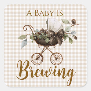 Baby is Brewing Coffee Baby Shower Square Sticker