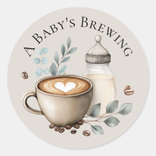 Baby is Brewing Coffee Baby Shower Sticker
