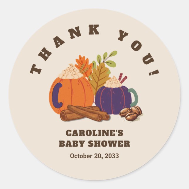 Baby Is Brewing Coffee Baby Shower Thank You Classic Round Sticker (Front)