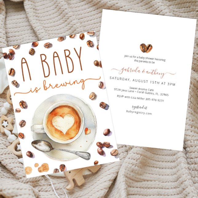 Baby Is Brewing Coffee Baby Shower | Watercolor  Invitation (A Baby Is Brewing Baby Shower Invitation)