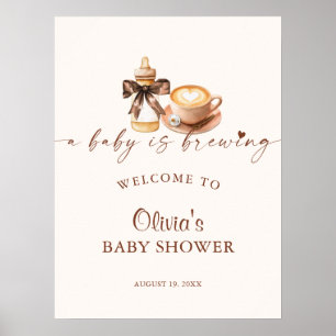 Baby Is Brewing Coffee Baby Shower Welcome Poster