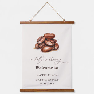 Baby is Brewing Coffee Baby Shower Welcome Sign Hanging Tapestry
