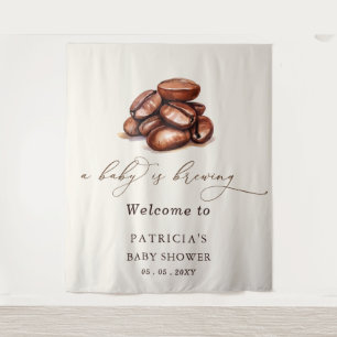 Baby is Brewing Coffee Baby Shower Welcome Sign Tapestry