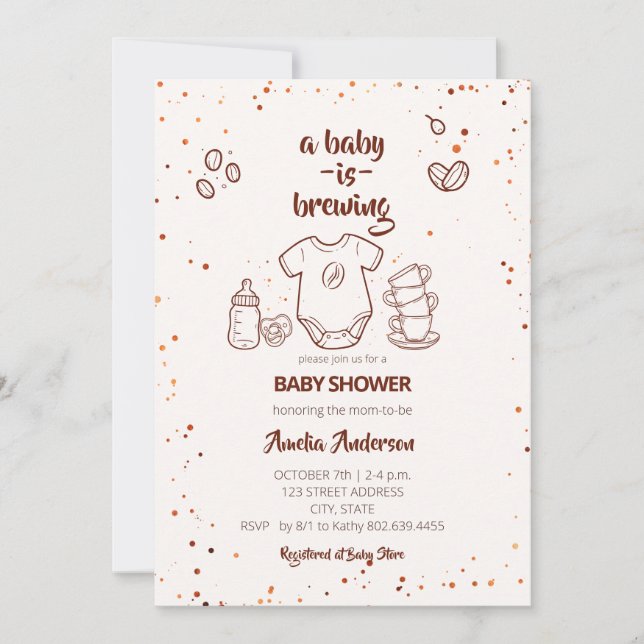 Baby Is Brewing Coffee Bean Baby Shower Invitation (Front)