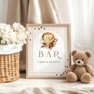 Baby is Brewing Coffee Bean Theme Baby Shower Bar Poster