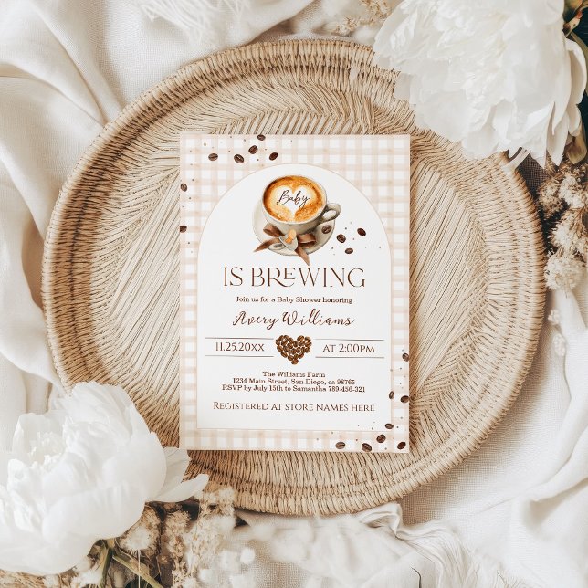 Baby is Brewing Coffee Bean Theme Baby Shower Invitation (Creator Uploaded)
