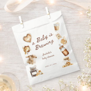 Baby Is Brewing Coffee Brown Baby Shower Favour Bags