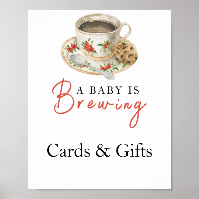 Baby is brewing coffee Cards and gifts baby shower Poster (Front)