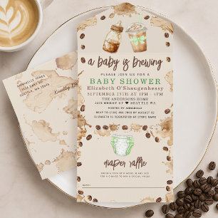 Baby is Brewing Coffee Gender Neutral Baby Shower All In One Invitation