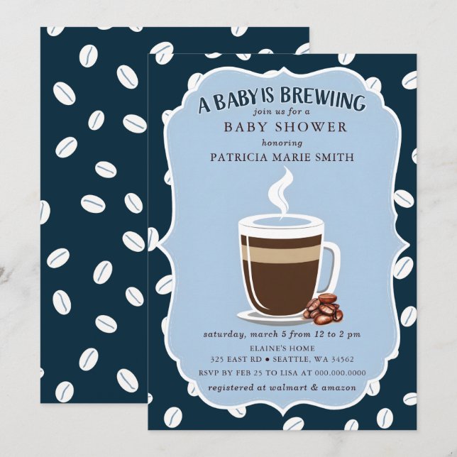 Baby is Brewing Coffee Gender Neutral Baby Shower Invitation (Front/Back)