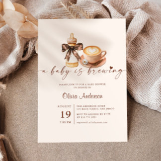 Baby Is Brewing Coffee Gender Neutral Baby Shower Invitation