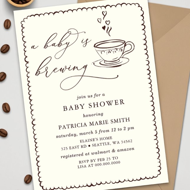 Baby is Brewing Coffee Gender Neutral Baby Shower Invitation (Baby is Brewing Coffee Gender Neutral Baby Shower Invitation)