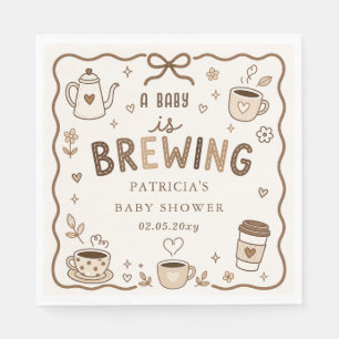 Baby is Brewing Coffee Gender Neutral Baby Shower Napkin