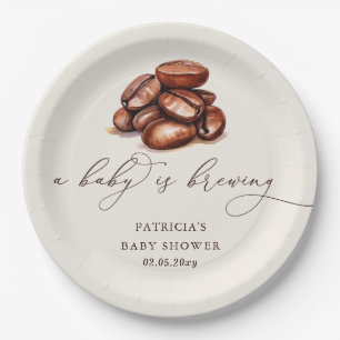 Baby is Brewing Coffee Gender Neutral Baby Shower Paper Plate