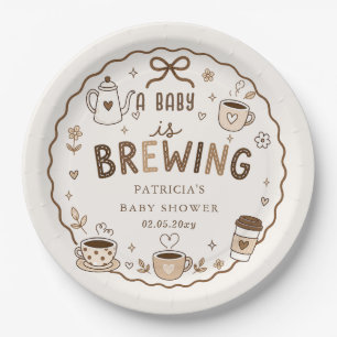 Baby is Brewing Coffee Gender Neutral Baby Shower Paper Plate