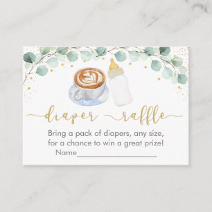 Baby Is Brewing Coffee Greenery Diaper Raffle Enclosure Card