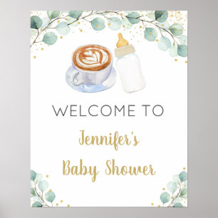 Baby Is Brewing Coffee Greenery Welcome Sign