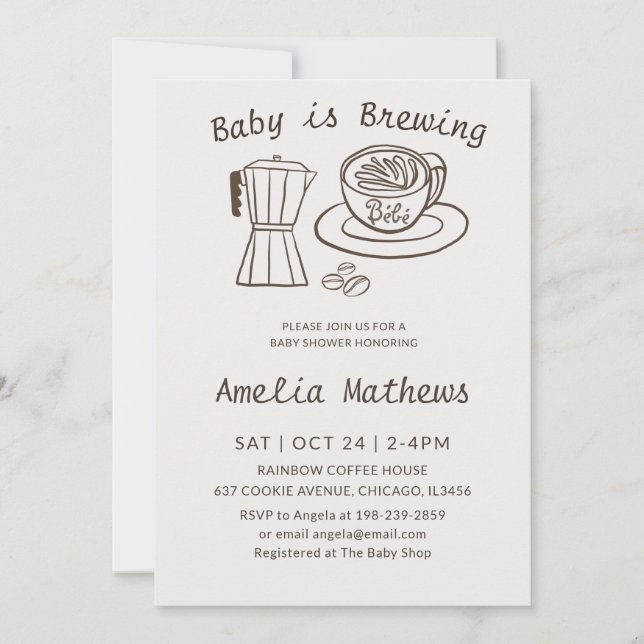 Baby is Brewing Coffee Pot Baby Shower (Front)
