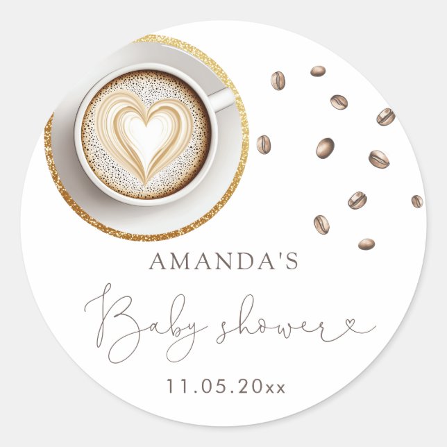 Baby Is Brewing Coffee Themed Baby Shower  Classic Round Sticker (Front)