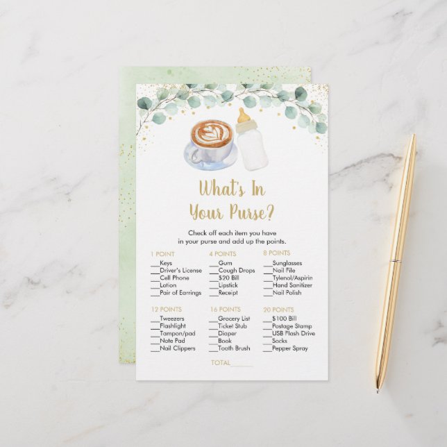 Baby Is Brewing Coffee What's In Your Purse Game (Front/Back In Situ)