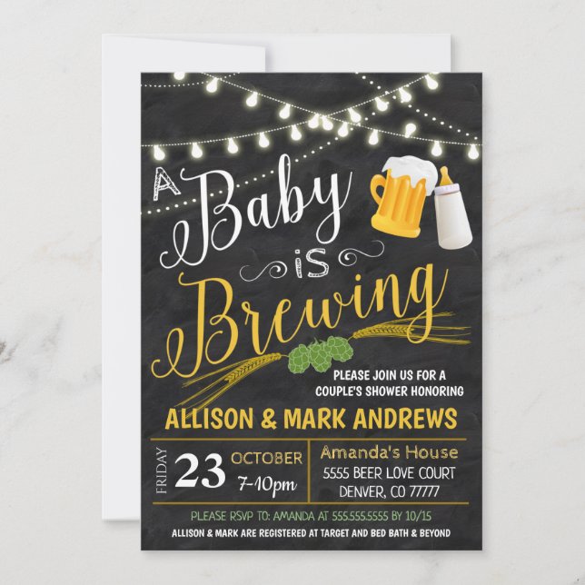 Baby Is Brewing Couples Shower Invitation (Front)