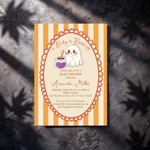 Baby is brewing cute ghost Halloween baby shower Invitation