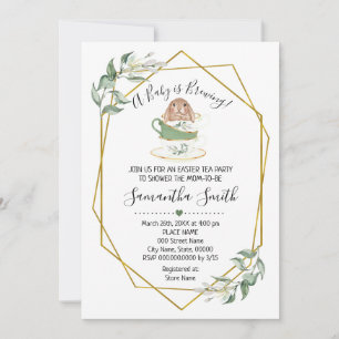 Baby is Brewing Easter Tea Greenery Shower invite