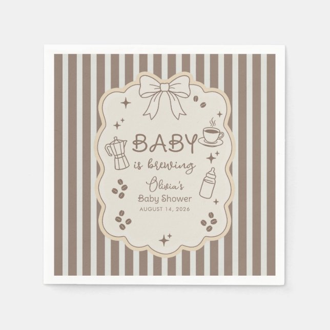 Baby is Brewing Espresso Coffee Baby Shower Napkin (Front)