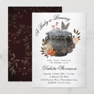 Baby is Brewing   Fun Halloween Style Baby Shower Invitation