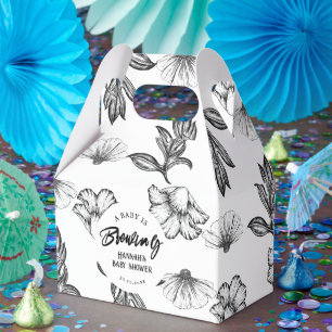 Baby is brewing Gothic Flower Baby Shower takehome Favour Box