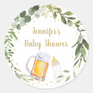 Baby Is Brewing Greenery Baby Shower Classic Round Sticker