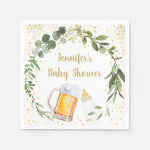 Baby Is Brewing Greenery Baby Shower Napkin