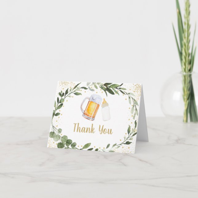 Baby Is Brewing Greenery Baby Shower Thank You (Front)