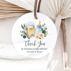 Baby Is Brewing Greenery Baby Shower Thank You Favour Tags