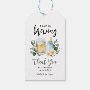 Baby Is Brewing Greenery Baby Shower Thank You Gif Gift Tags