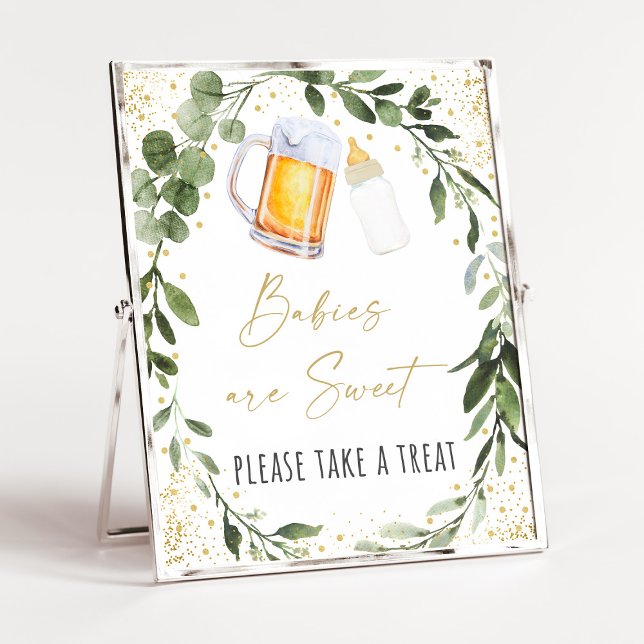 Baby Is Brewing Greenery Baby Shower Treat Sign (Creator Uploaded)
