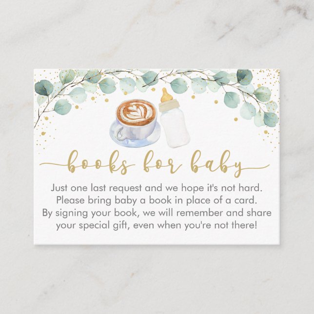 Baby Is Brewing Greenery Book Request Enclosure Card (Front)