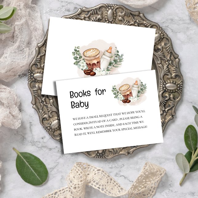 Baby is Brewing greenery Coffee Baby Shower book Enclosure Card (Creator Uploaded)