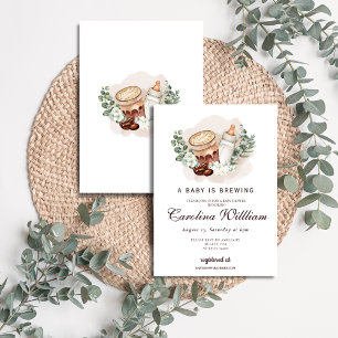 Baby is Brewing greenery Coffee Baby Shower Invitation